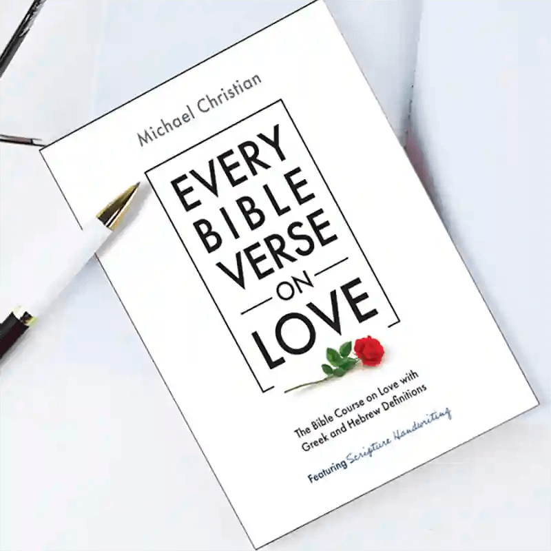 Image of Every Bible Verse on Love with a Pen and a pair of Glasses
